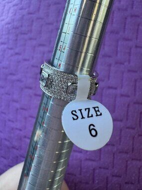 White Gold Filled Pavé Band Ring with AAA CZ Squares All Around - Size 6 - New